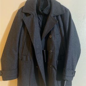 MARC NEW YORK ANDREW MARC Men’s Wool Double Breasted Pea Coat Col: Black Gray